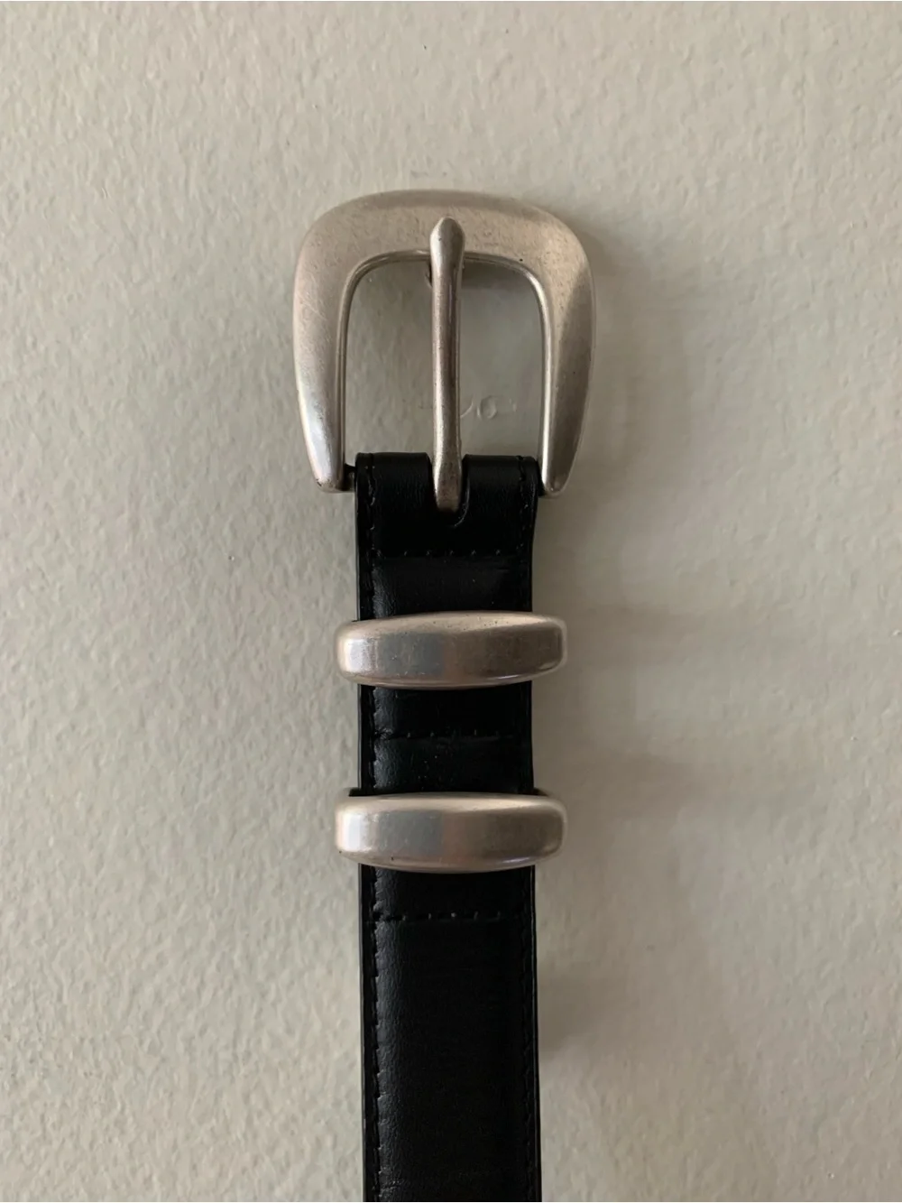 NEW Babaton Classic Black Leather Belt with Brushed Silver Buckle